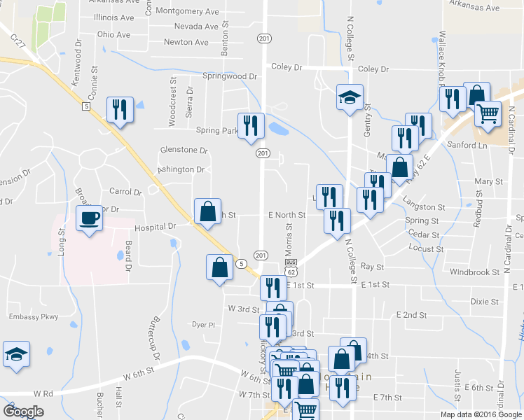map of restaurants, bars, coffee shops, grocery stores, and more near in Mountain Home