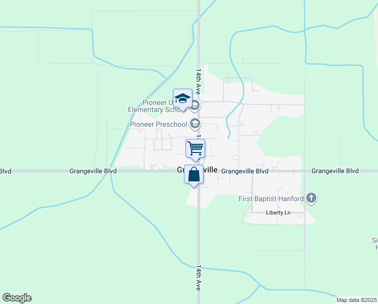 map of restaurants, bars, coffee shops, grocery stores, and more near 14073 Hackett Street in Hanford
