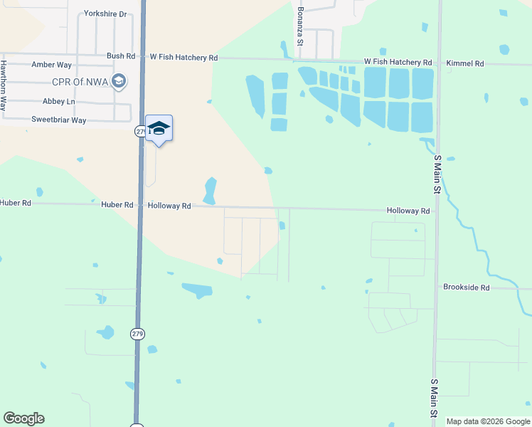 map of restaurants, bars, coffee shops, grocery stores, and more near 12195 County Road 570 in Centerton