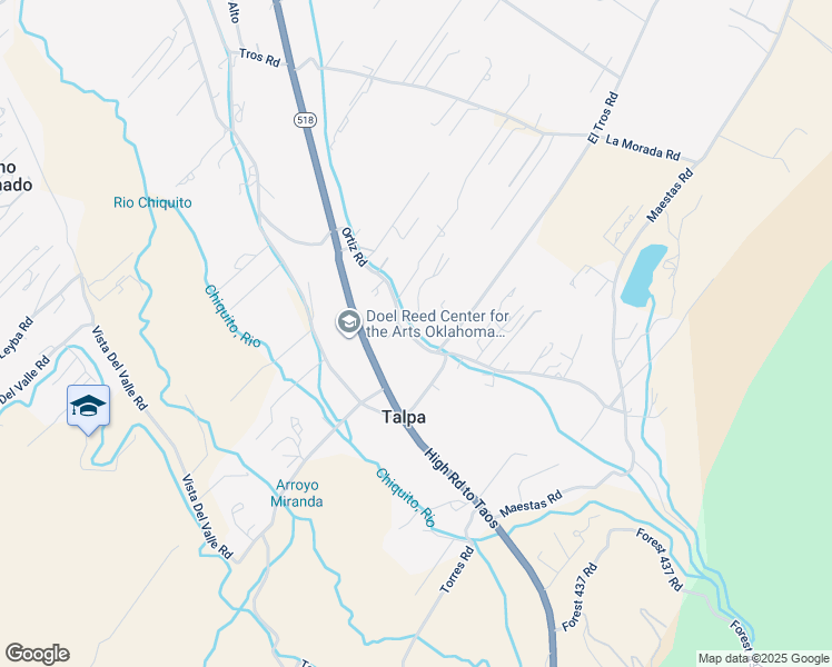 map of restaurants, bars, coffee shops, grocery stores, and more near 63-95 Ortiz Road in Ranchos de Taos
