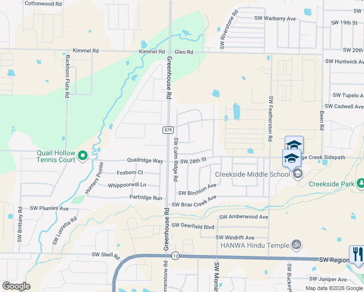 map of restaurants, bars, coffee shops, grocery stores, and more near 3506 Southwest Windy Oak Avenue in Bentonville