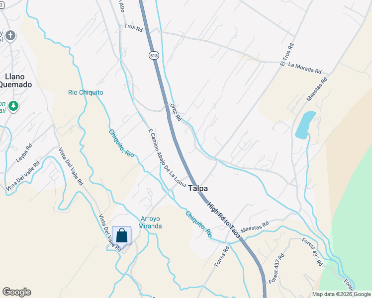 map of restaurants, bars, coffee shops, grocery stores, and more near 7146-7184 New Mexico 518 in Ranchos de Taos