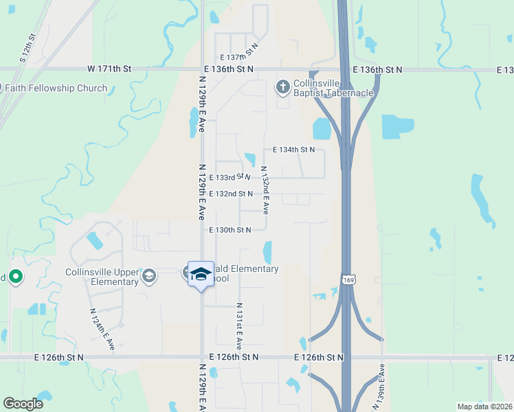 map of restaurants, bars, coffee shops, grocery stores, and more near 13122 East 131st Street North in Collinsville