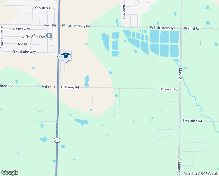 map of restaurants, bars, coffee shops, grocery stores, and more near County Road 570 in Centerton