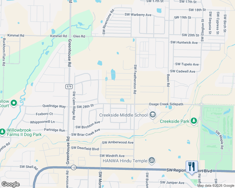 map of restaurants, bars, coffee shops, grocery stores, and more near 8759-8835 SW Featherston Rd in Bentonville