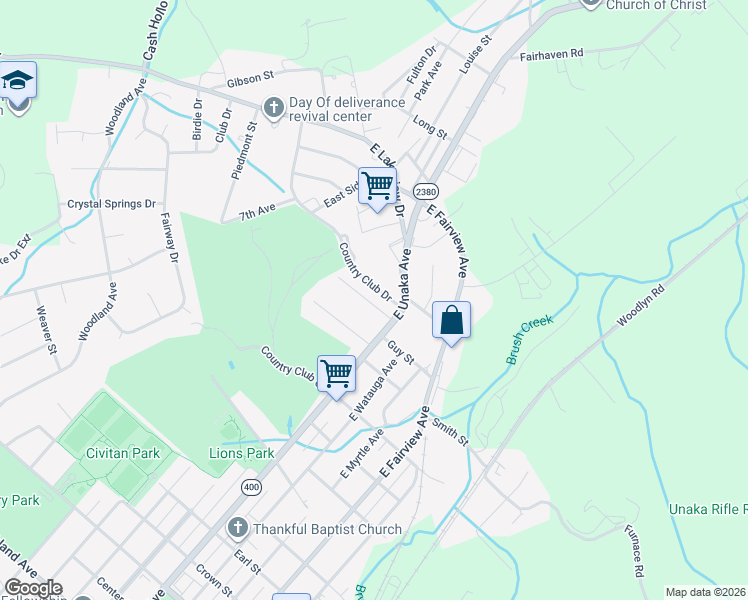 map of restaurants, bars, coffee shops, grocery stores, and more near 9 Trivette Concourse in Johnson City