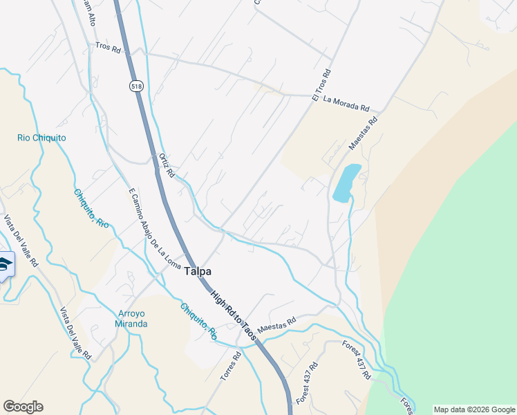 map of restaurants, bars, coffee shops, grocery stores, and more near 1-51 El Tros Road in Ranchos de Taos