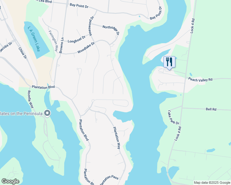 map of restaurants, bars, coffee shops, grocery stores, and more near 107 Bluewater Drive in Gallatin