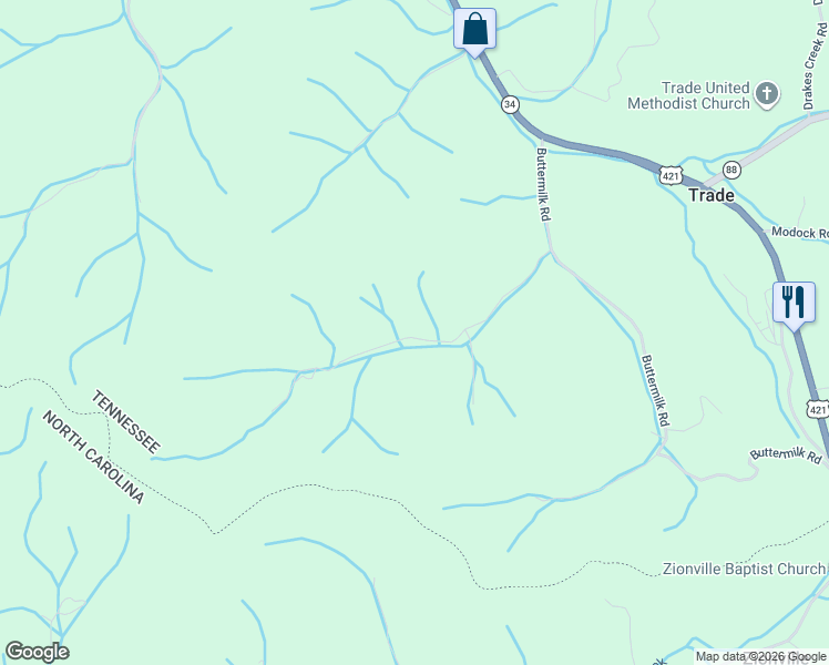 map of restaurants, bars, coffee shops, grocery stores, and more near 442 Miller Rd in Trade