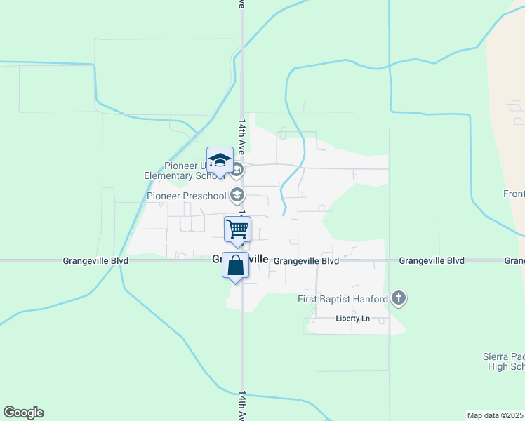 map of restaurants, bars, coffee shops, grocery stores, and more near 13825 Kanawyer Street in Hanford