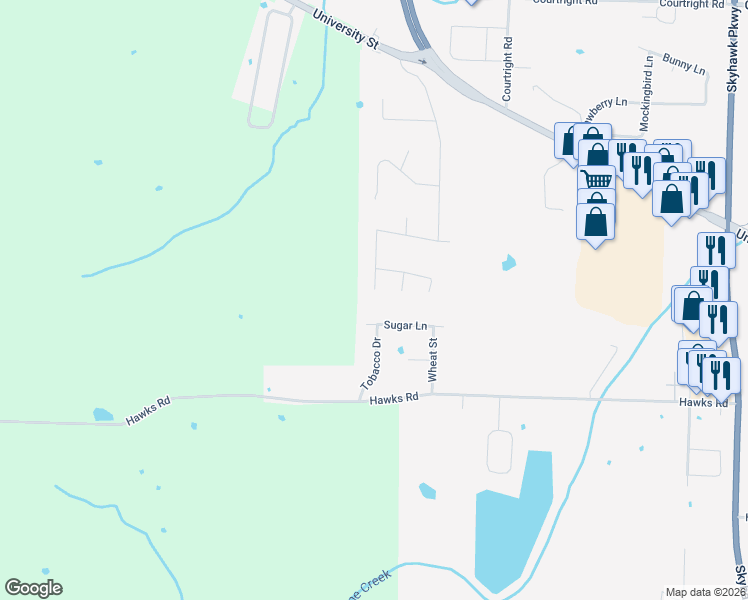 map of restaurants, bars, coffee shops, grocery stores, and more near 206 South Dodd Drive in Martin
