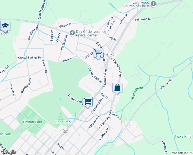 map of restaurants, bars, coffee shops, grocery stores, and more near 9 Trivette Concourse in Johnson City