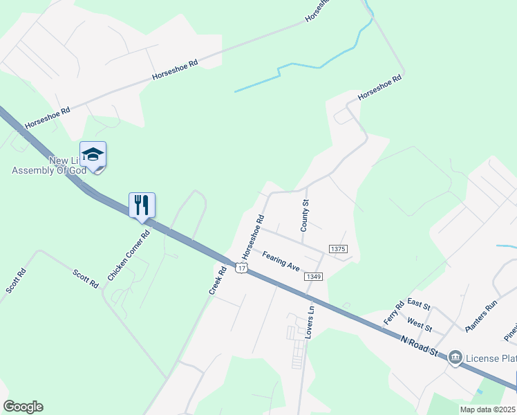 map of restaurants, bars, coffee shops, grocery stores, and more near 1108 Horseshoe Road in Elizabeth City