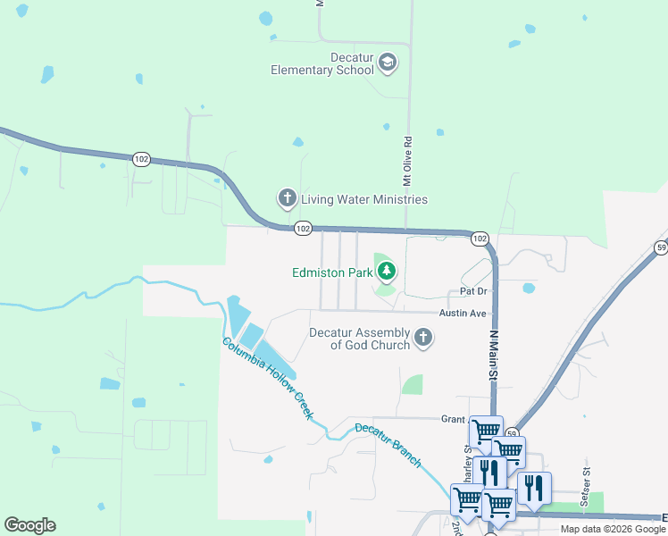 map of restaurants, bars, coffee shops, grocery stores, and more near 1088 Buffington Street in Decatur