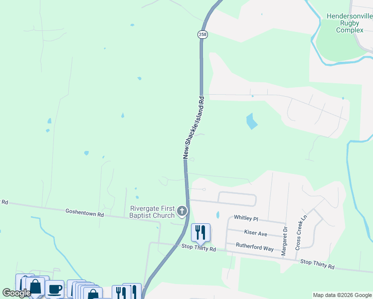 map of restaurants, bars, coffee shops, grocery stores, and more near 715 New Shackle Island Road in Hendersonville
