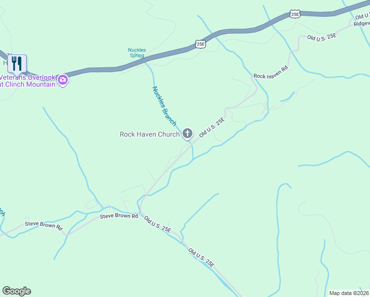 map of restaurants, bars, coffee shops, grocery stores, and more near 1365 Rock Haven Road in Bean Station