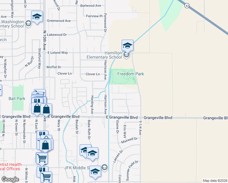 map of restaurants, bars, coffee shops, grocery stores, and more near 1873 Valley Springs Avenue in Hanford