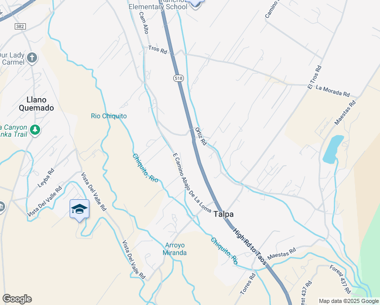 map of restaurants, bars, coffee shops, grocery stores, and more near East Camino Abajo De La Loma in Ranchos de Taos
