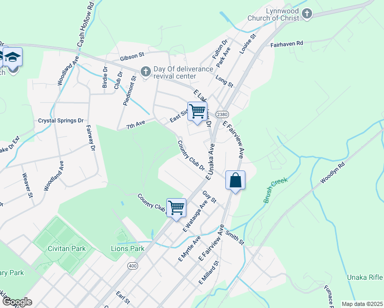 map of restaurants, bars, coffee shops, grocery stores, and more near 9 Trivette Concourse in Johnson City