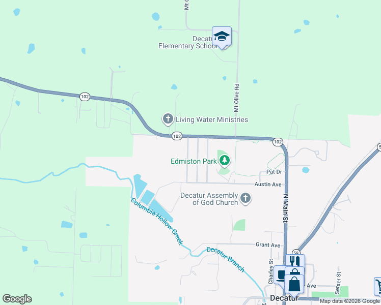 map of restaurants, bars, coffee shops, grocery stores, and more near 1088 Buffington Street in Decatur