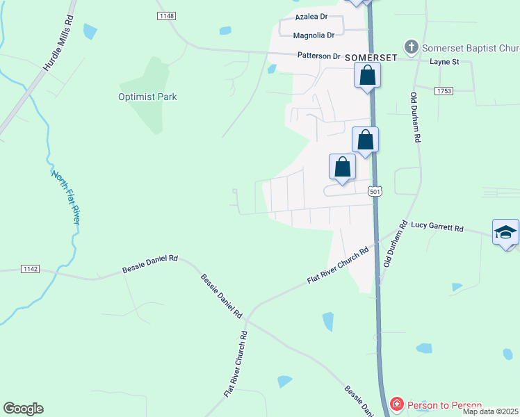 map of restaurants, bars, coffee shops, grocery stores, and more near 400 Somerset Drive in Roxboro