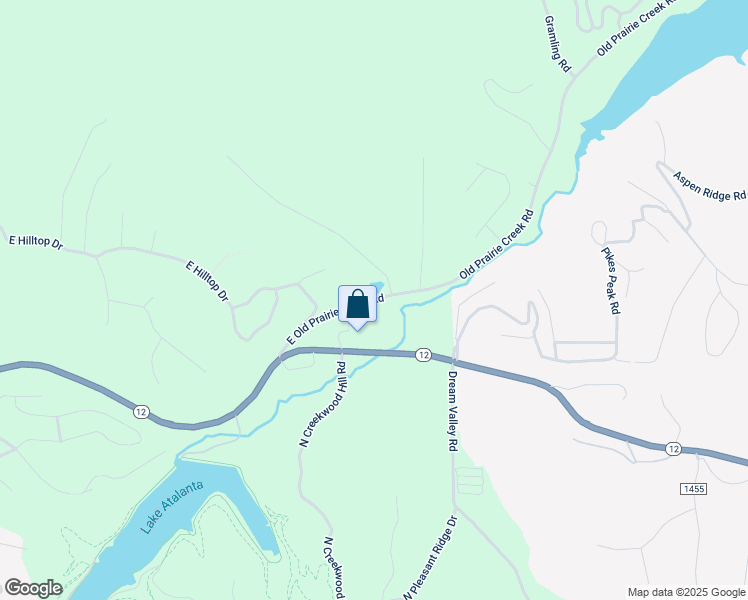 map of restaurants, bars, coffee shops, grocery stores, and more near 1609 Old Prairie Creek Road in Rogers