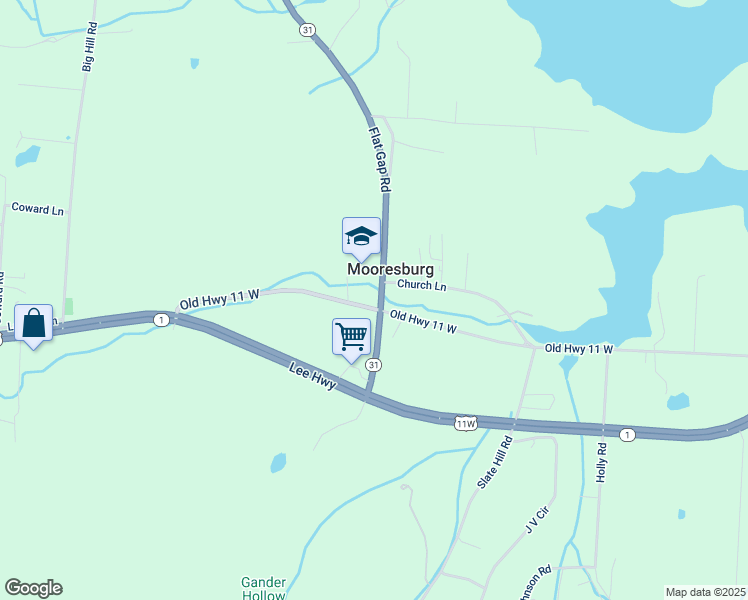 map of restaurants, bars, coffee shops, grocery stores, and more near 205 Tennessee 31 in Mooresburg
