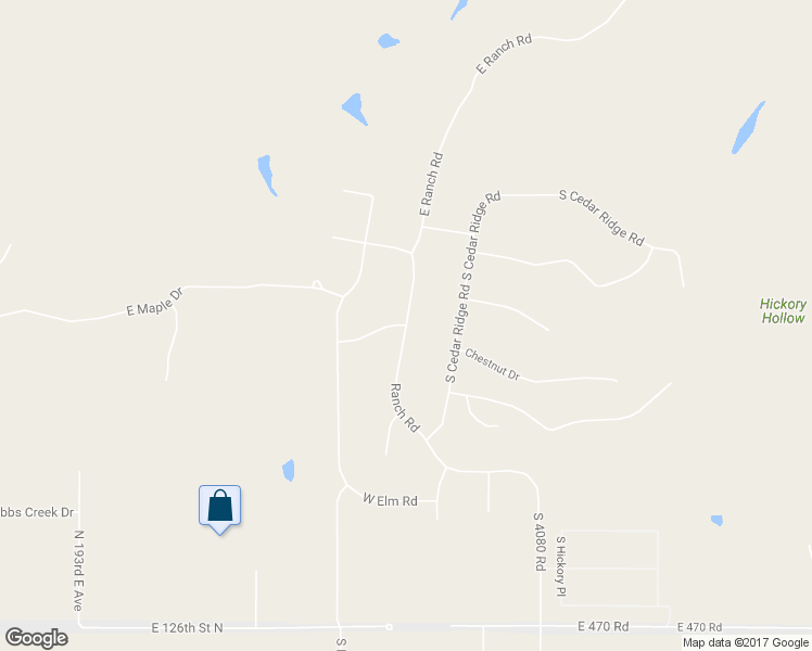 map of restaurants, bars, coffee shops, grocery stores, and more near Ranch Road in Claremore