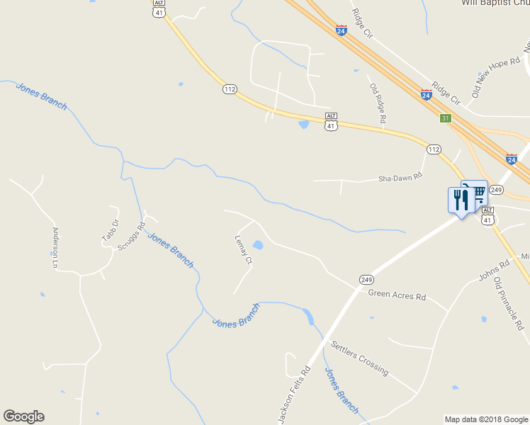 map of restaurants, bars, coffee shops, grocery stores, and more near 1186 Green Acres Road in Cheatham County