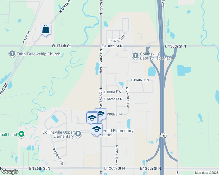 map of restaurants, bars, coffee shops, grocery stores, and more near 13021 East 133rd Place North in Collinsville