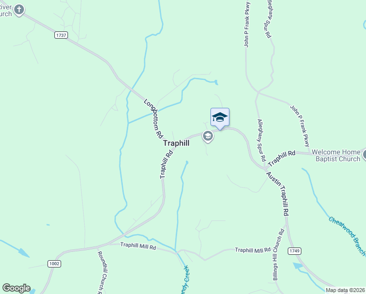 map of restaurants, bars, coffee shops, grocery stores, and more near 9620 Traphill Road in Traphill