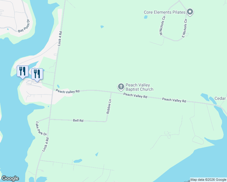map of restaurants, bars, coffee shops, grocery stores, and more near 526 Peach Valley Road in Gallatin