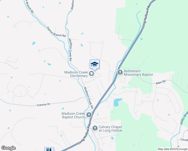 map of restaurants, bars, coffee shops, grocery stores, and more near 1040 Madison Creek Road in Goodlettsville