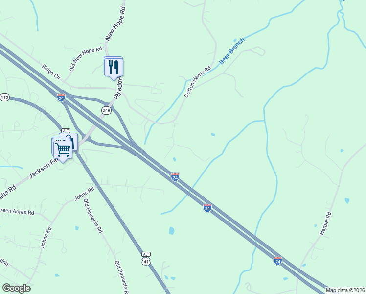 map of restaurants, bars, coffee shops, grocery stores, and more near 1099 Knight Road in Cheatham County