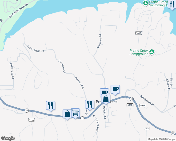 map of restaurants, bars, coffee shops, grocery stores, and more near 14345 Fox Road in Little Flock
