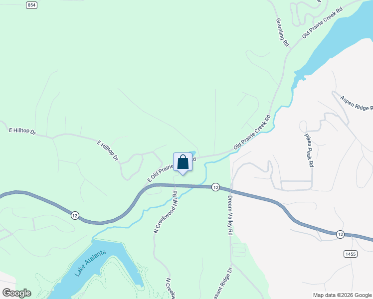 map of restaurants, bars, coffee shops, grocery stores, and more near 1609 Old Prairie Creek Road in Rogers