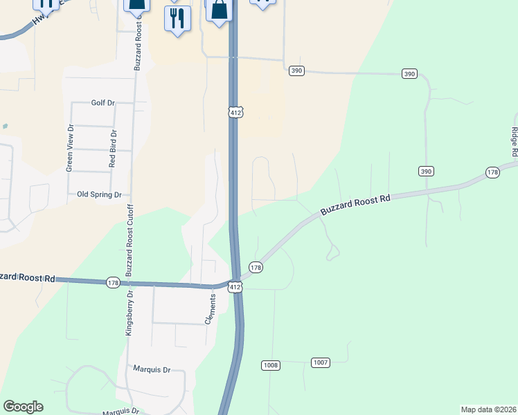 map of restaurants, bars, coffee shops, grocery stores, and more near 180 Contemporary Drive in Mountain Home