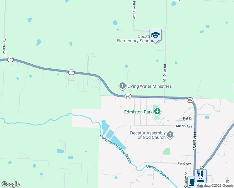 map of restaurants, bars, coffee shops, grocery stores, and more near 1265 Industrial Street in Decatur