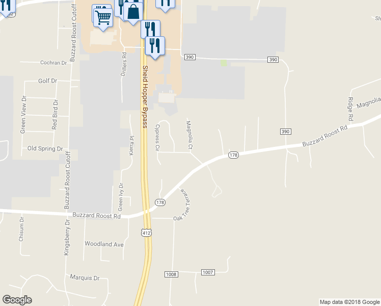 map of restaurants, bars, coffee shops, grocery stores, and more near 187 Contemporary Drive in Mountain Home