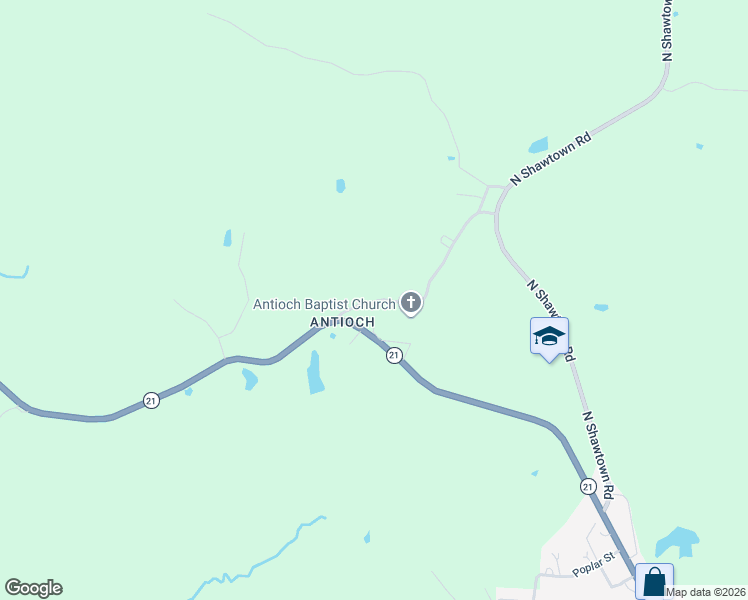 map of restaurants, bars, coffee shops, grocery stores, and more near 4499 Highway 21 in Hornbeak