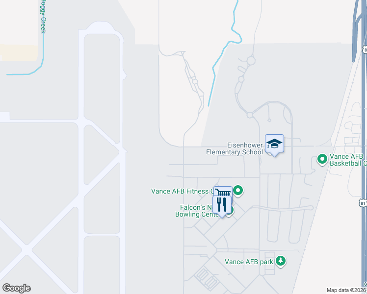 map of restaurants, bars, coffee shops, grocery stores, and more near 2198 West Fox Drive in Enid