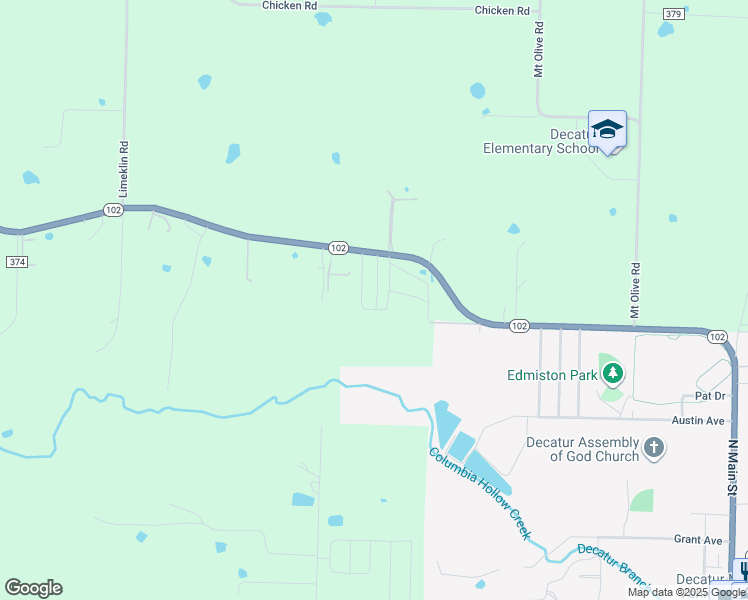 map of restaurants, bars, coffee shops, grocery stores, and more near 20049 Arkansas 102 in Decatur