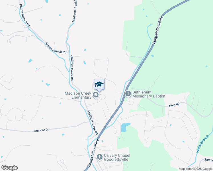 map of restaurants, bars, coffee shops, grocery stores, and more near 103 S Maple Ridge Ln in Goodlettsville