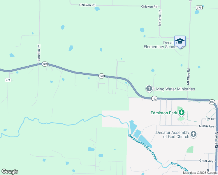 map of restaurants, bars, coffee shops, grocery stores, and more near 20049 Arkansas 102 in Decatur
