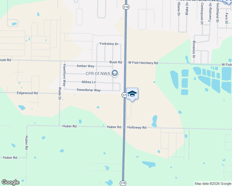 map of restaurants, bars, coffee shops, grocery stores, and more near 1332 Sweetbriar Circle in Centerton