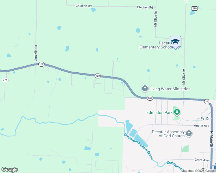 map of restaurants, bars, coffee shops, grocery stores, and more near 20049 Arkansas 102 in Decatur