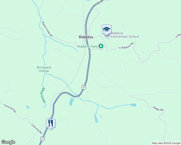 map of restaurants, bars, coffee shops, grocery stores, and more near 159 Brimstone Road in Robbins