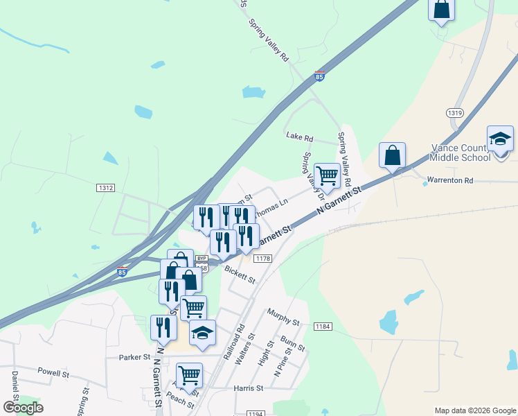 map of restaurants, bars, coffee shops, grocery stores, and more near 2001 Thomas Lane in Henderson