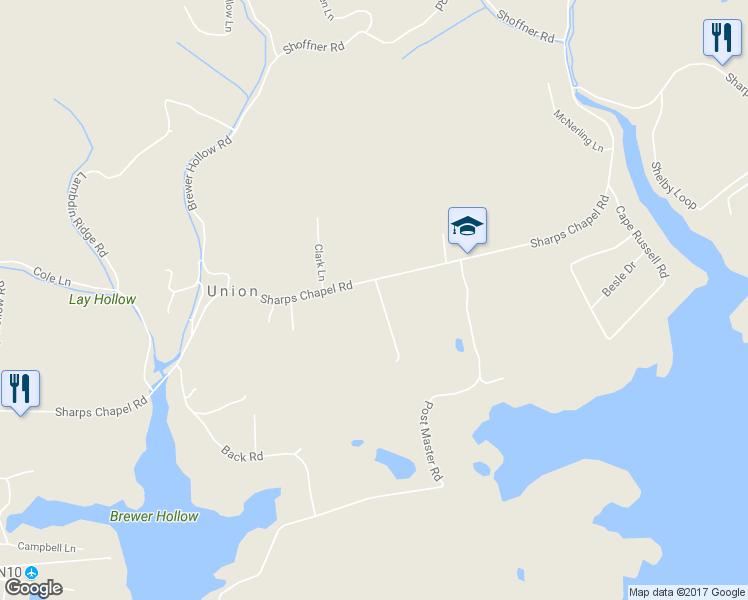 map of restaurants, bars, coffee shops, grocery stores, and more near 735 Sharps Chapel Road in Sharps Chapel