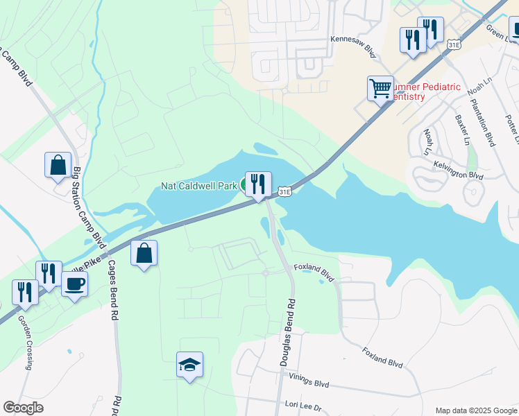 map of restaurants, bars, coffee shops, grocery stores, and more near 1845 Nashville Pike in Gallatin
